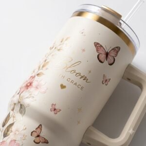 floral insulated tumbler with straw 202609041035